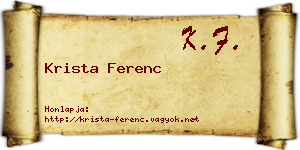 Krista Ferenc névjegykártya